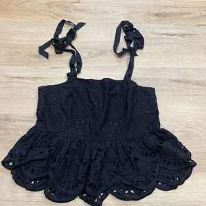 J. Crew Black Eyelet Blouse